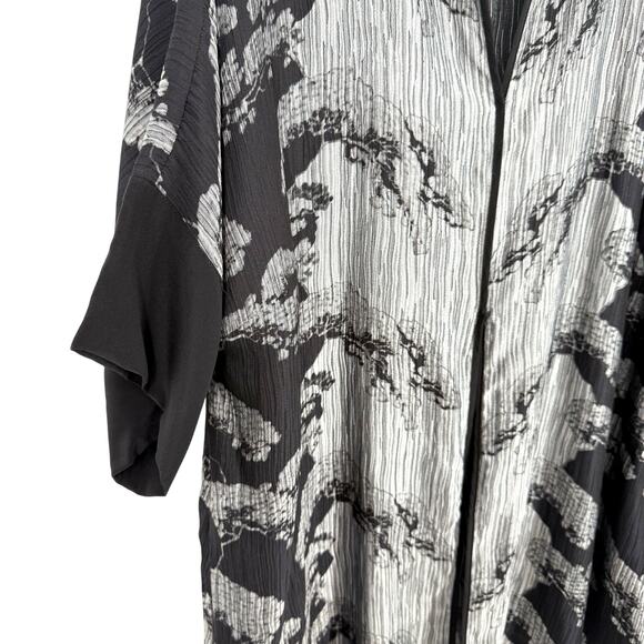 DRESORI Plus Size 2X SILK BLEND Black Wearable Art Blouse Shirt Top Jacket - Picture 4 of 9